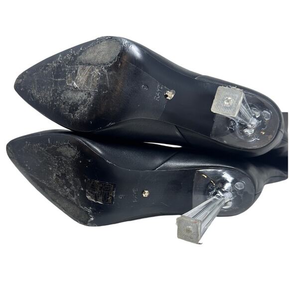 Raye Elo x Revolve Black Leather Boots Clear Heel size 9 - Picture 5 of 15